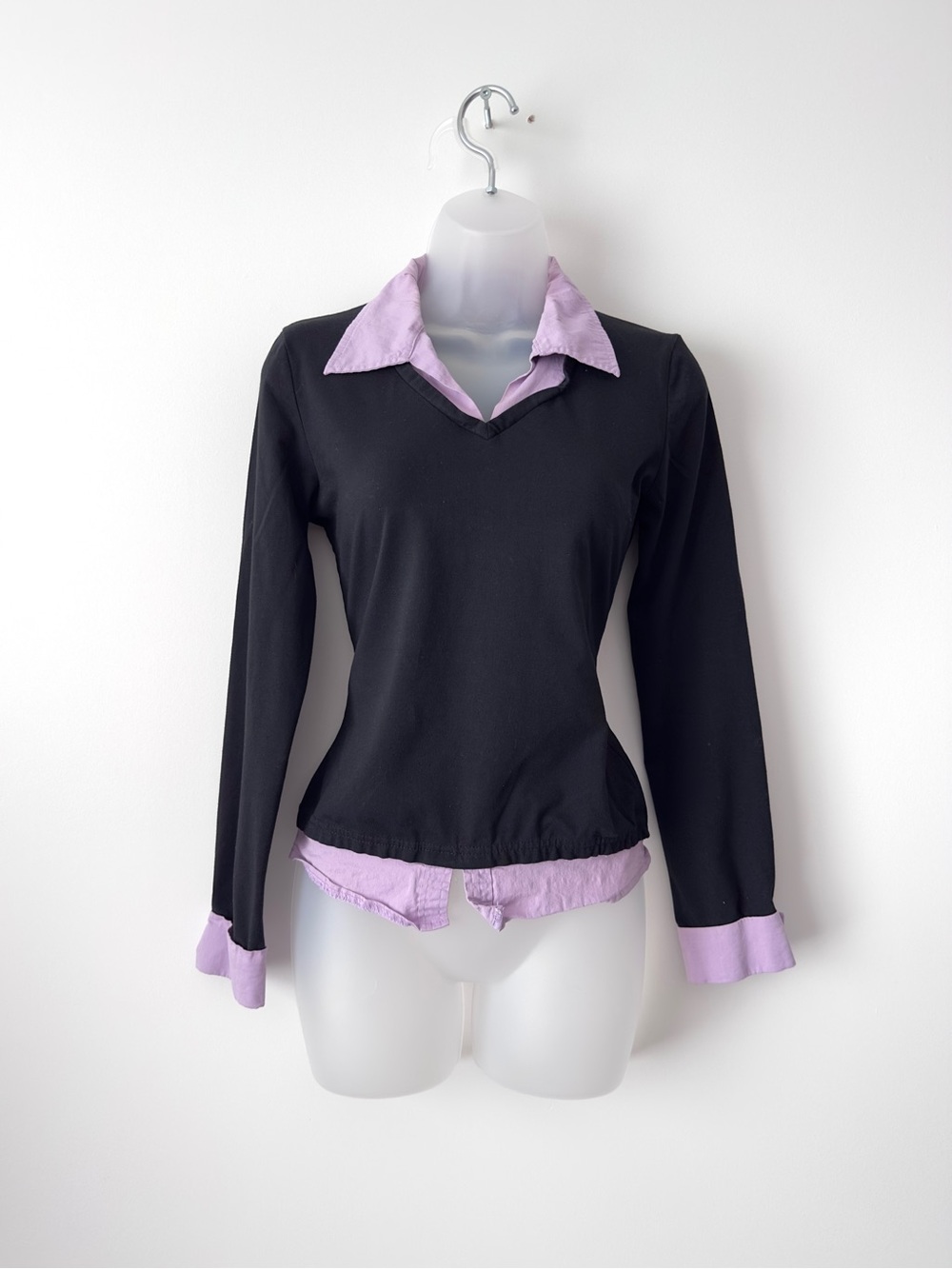 y2k preppy layered collar top purple black